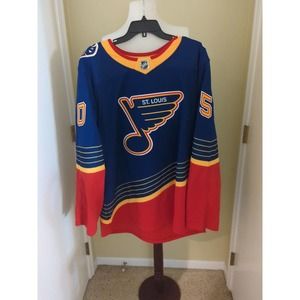 Adidas St. Louis Blues Jordan Binnington Adizero Reverse Retro Jersey Size 54